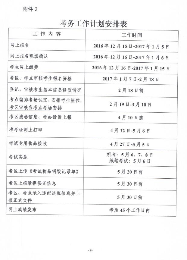 關于2017年護士執業資格考試考務工作安排的通知